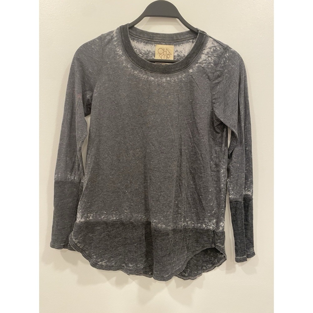 Chaser Burnout Top Women's Long Sleeve Gray Size Medium Soft Lightweight NWT